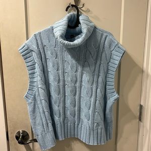 H&M light blue knit turtleneck vest 🩵
